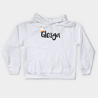 Glesga Orange Traffic Cone Design Kids Hoodie